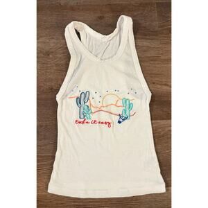 Out From Under Urban Outfitters Ribbed Tank Top “Take It Easy” Embroidered – XS